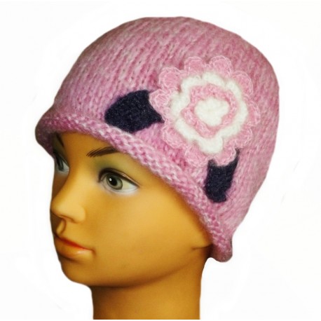 Čepice pletená růžová