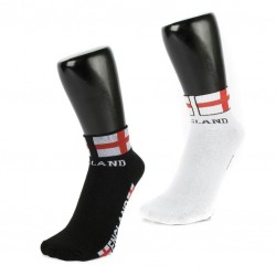 England Print With St. George's Flag Along The Hem Of Black Women's Trainer Socks (3 PACK)