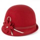 LADIES 100% WOOL CLOCHE HAT WITH FELT BELT AND FLOWER MOTIF HANDMADE IN ITALY