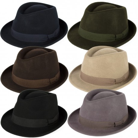 ELEGANT 100% WOOL TRILBY HAT WATERPROOF & CRUSHABLE HANDMADE IN ITALY