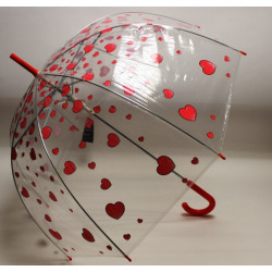 Průhledný deštník červený
